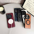 Retro Fold Ring Bracket Magnetic Leather case for Oneplus 15 13 13R 13T 12 12R 11 11R ACE 5 3 2 Pro Shockproof for Magsafe Cover