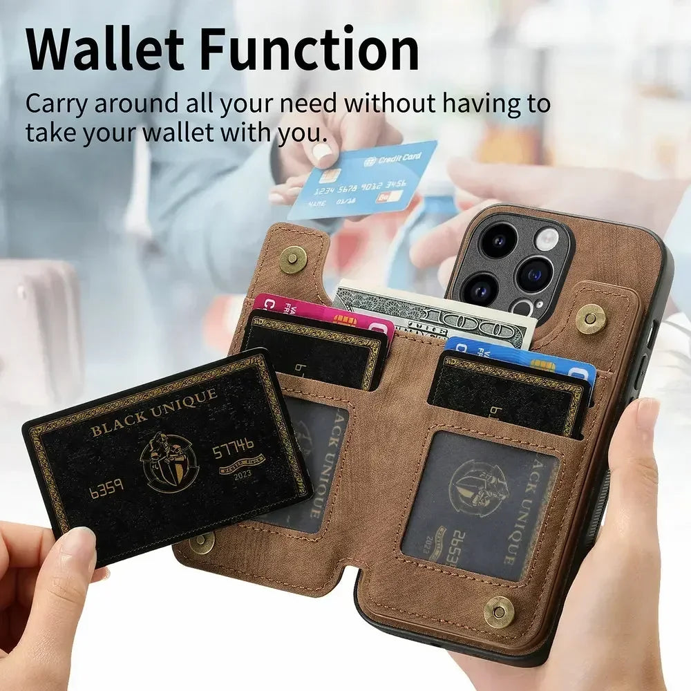 For Oneplus13 One Plus 15 12 13R Zipper Leather Case Magnet Wallet Card Back Etui Oneplus 15 Case Phone 1+ 13 One Plus 15R Funda