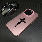 Fashion Black Cross Phone Case for IPhone 16e 16 15 14 13 12 11 Mini Pro Max X XR XSMAX 8 7 Plus Anti Fall Matte Back Cover