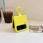 Colorful Liquid Silicone With Handheld Ring Case For Samsung Galaxy Z Flip 4 3 ZFlip4 ZFlip3 Matte Skin Feel Shockproof Cover
