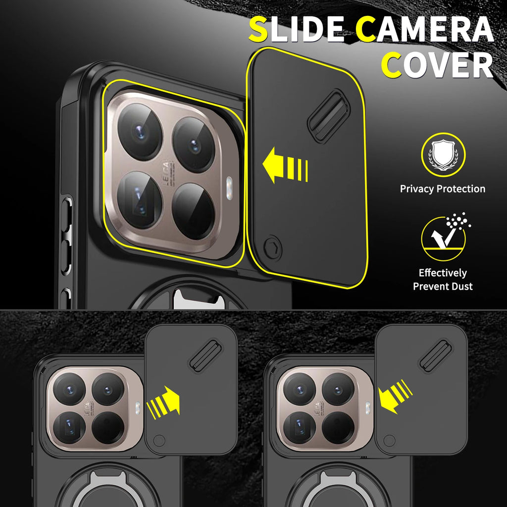 Magnetic Ring Stand Phone Case for Xiaomi 17 Pro Max 15T Pro Poco F8 Ultra Slide Camera Lens Protection Hard Plastic Back Cover