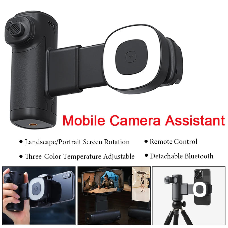 Selfie Camera Assistant: Phone Stand with Tri-Colour Light & Remote