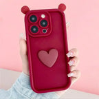 3D Love Heart Ear Case For Xiaomi 14T Pro 14 13T 12 13 11 Lite 5G NE 12T POCO X7 X6 Pro X5 M7 M6 F5 F7 Mi 15 Ultra Silicon Cover