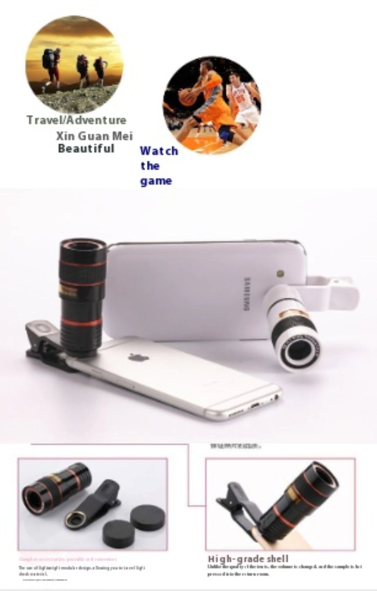 8x HD Telephoto Phone Lens with Effect Filters