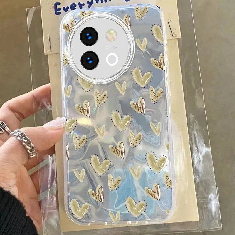 Cat Flower Case For Vivo V29 V40 Lite Y78 Y58 Y38 Y56 5G Fashion Black Colorful Lovely Cute Graphic Print PC Phone Cases Cover