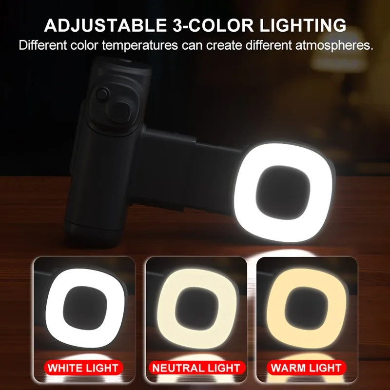 Selfie Camera Assistant: Phone Stand with Tri-Colour Light & Remote