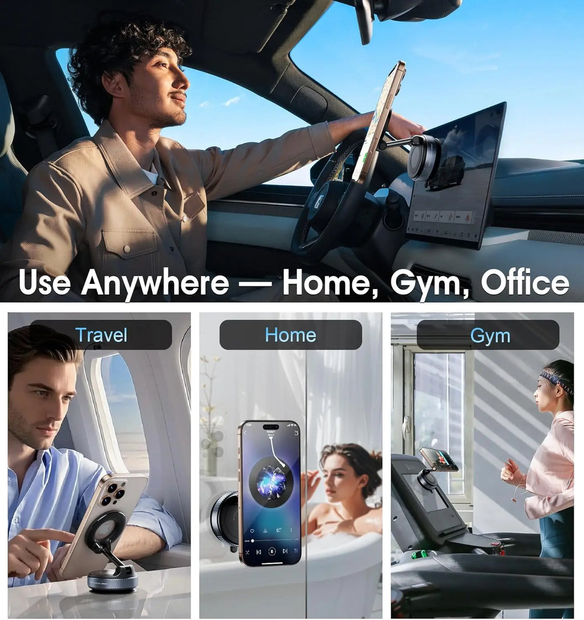 Yanace 15W MagSafe Car Charger Fast Wireless Charging 360° Rotation & Strong Suction Mount  iPhone Sleek Safe Driving Essential