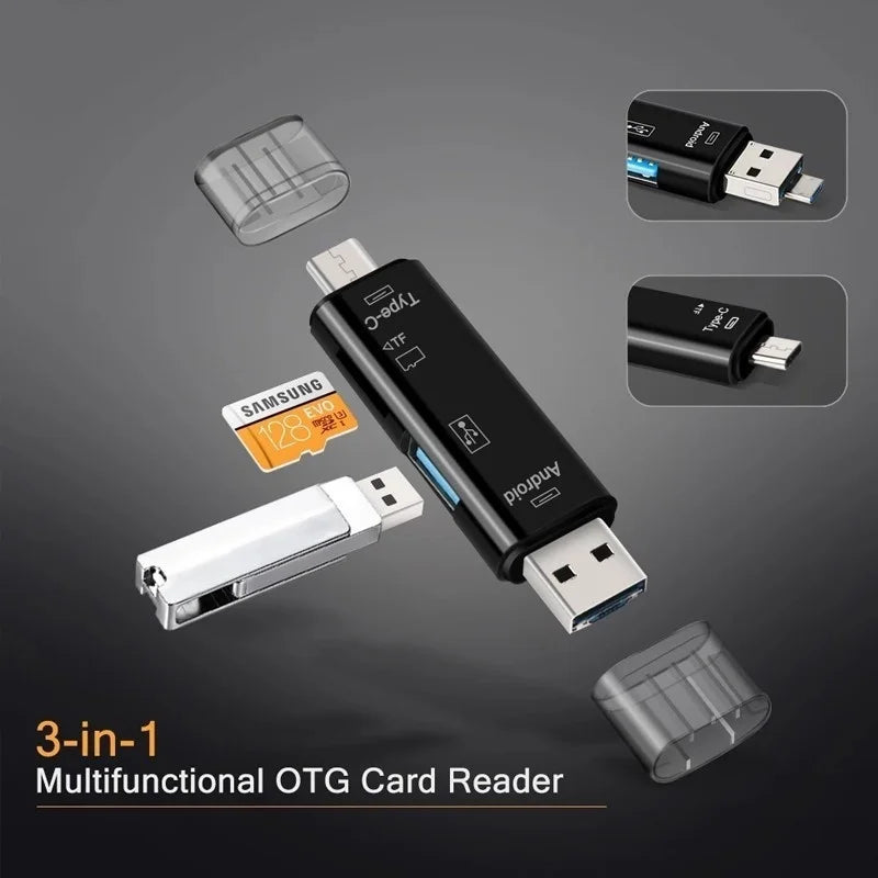 5-in-1 Memory Card Reader (USB-A, Type-C, Micro USB, SD & microSD)