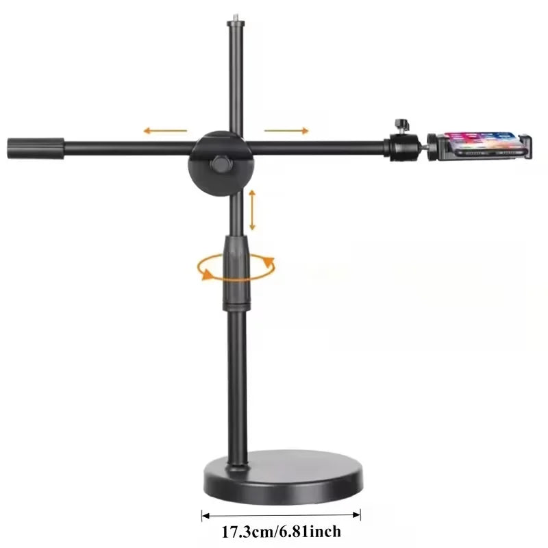 Overhead Tabletop Phone Stand with Boom Arm