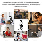 Smartphone Vlogging Kit: Grip Handle, LED Light & Microphone
