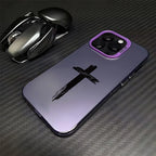 Fashion Black Cross Phone Case for IPhone 16e 16 15 14 13 12 11 Mini Pro Max X XR XSMAX 8 7 Plus Anti Fall Matte Back Cover