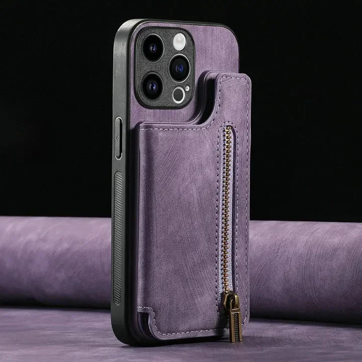 For Oneplus13 One Plus 15 12 13R Zipper Leather Case Magnet Wallet Card Back Etui Oneplus 15 Case Phone 1+ 13 One Plus 15R Funda