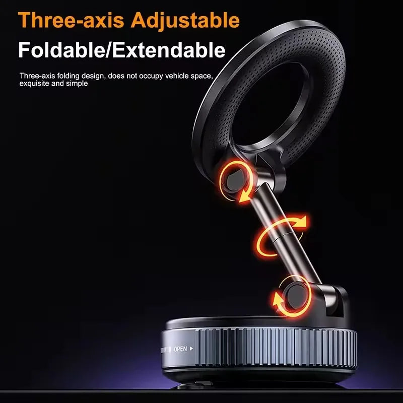 Vacuum Magnet Phone Bracket 360° Multi-angles Adjustment Strong Magnetic Suck Design Foldable Car Holder For Bath Car New