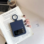 Colorful Liquid Silicone With Handheld Ring Case For Samsung Galaxy Z Flip 4 3 ZFlip4 ZFlip3 Matte Skin Feel Shockproof Cover