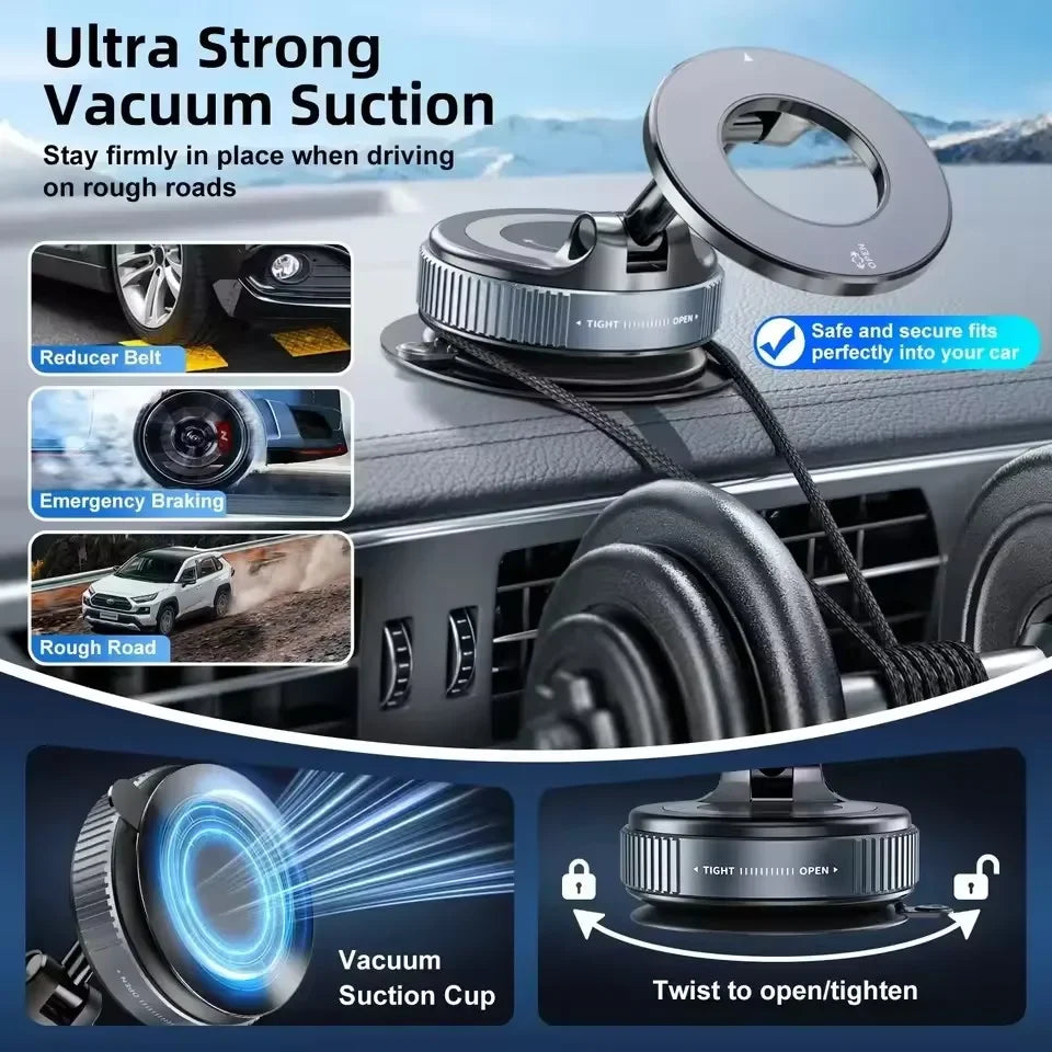 Vacuum Magnet Phone Bracket 360° Multi-angles Adjustment Strong Magnetic Suck Design Foldable Car Holder For Bath Car New