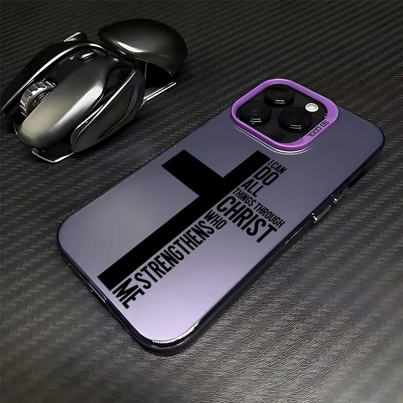 Fashion Black Cross Phone Case for IPhone 16e 16 15 14 13 12 11 Mini Pro Max X XR XSMAX 8 7 Plus Anti Fall Matte Back Cover