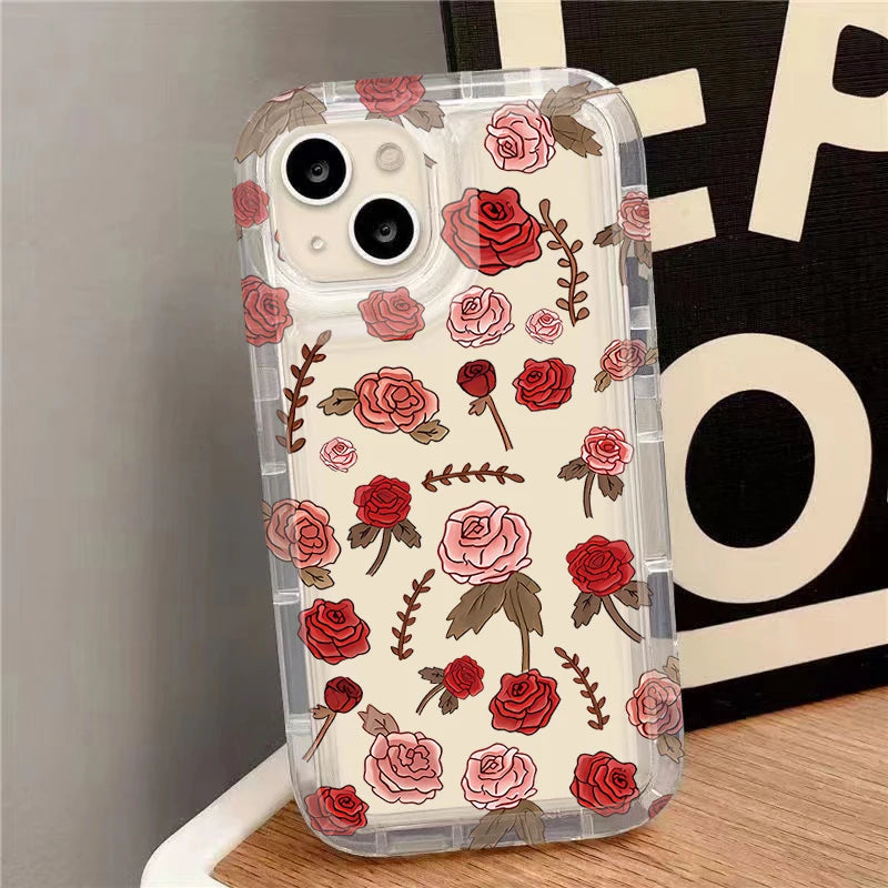 Full Screen Cherry Strawberry Case For iPhone 16 15 14 13 12 11 Pro Max XS X XR 8 7 Plus SE 2020 Shockproof Clear Protector Etui