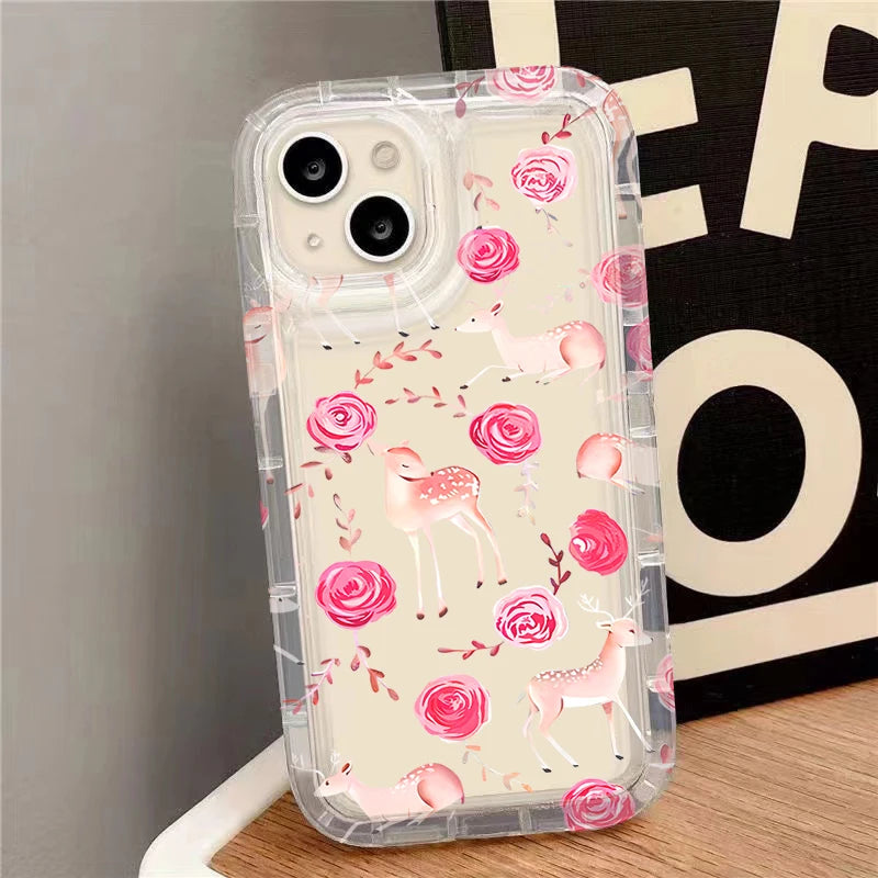 Full Screen Cherry Strawberry Case For iPhone 16 15 14 13 12 11 Pro Max XS X XR 8 7 Plus SE 2020 Shockproof Clear Protector Etui