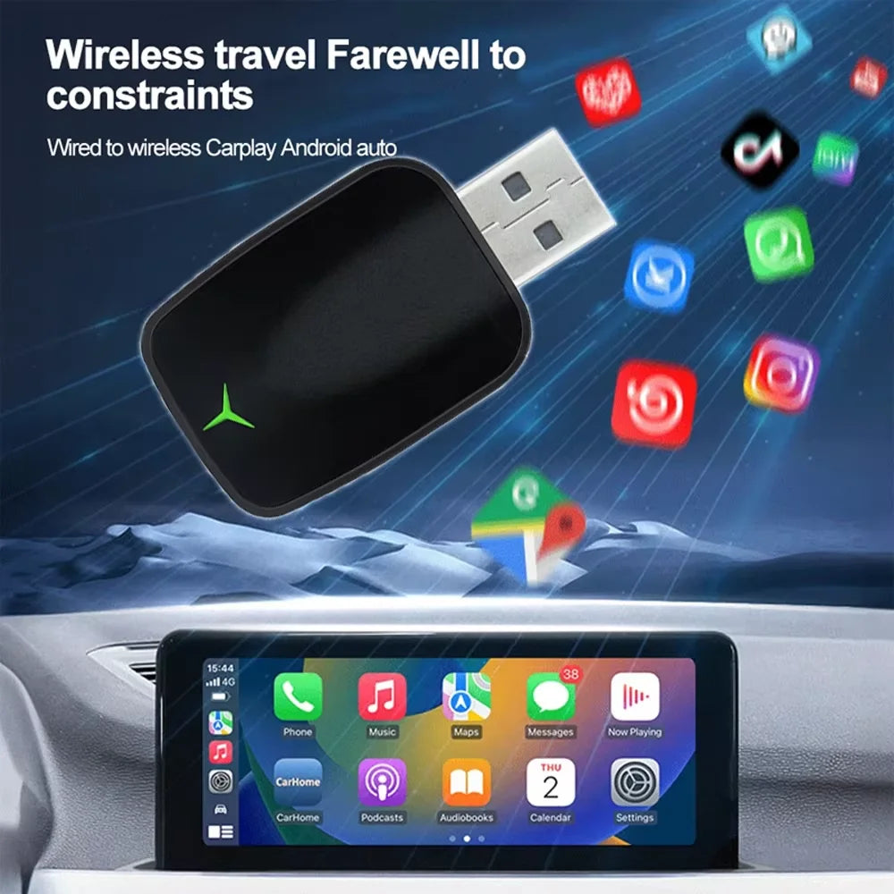 New Wired To Wireless Carplay Android 2 In 1 Automatic Adapter Car Gadget Smart Box Plug and Play 5Ghz Wifi Fast Connection