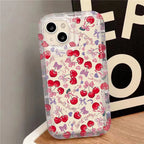 Full Screen Cherry Strawberry Case For iPhone 16 15 14 13 12 11 Pro Max XS X XR 8 7 Plus SE 2020 Shockproof Clear Protector Etui