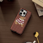 Plaid Teddy Bear Christmas Cheer IPhone 17 Phone Case for 16E 16 15 14 13 12 11 17 Pro Max Plus Double-layer Back Cover