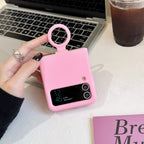 Colorful Liquid Silicone With Handheld Ring Case For Samsung Galaxy Z Flip 4 3 ZFlip4 ZFlip3 Matte Skin Feel Shockproof Cover