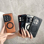 Retro Fold Ring Bracket Magnetic Leather case for Oneplus 15 13 13R 13T 12 12R 11 11R ACE 5 3 2 Pro Shockproof for Magsafe Cover