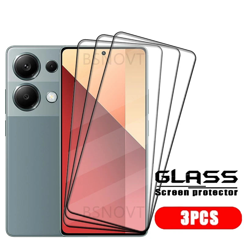 1/2/3/4PCS For Xiaomi Redmi Note 13 Pro Glass Redmi Note 13 Tempered Glass Full Cover Glue 9H Screen Protector Redmi Note 13 Pro