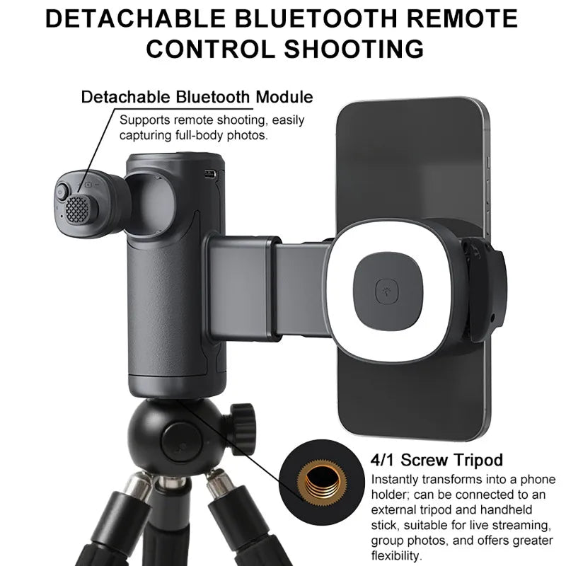 Selfie Camera Assistant: Phone Stand with Tri-Colour Light & Remote