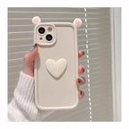 3D Love Heart Ear Case For Xiaomi 14T Pro 14 13T 12 13 11 Lite 5G NE 12T POCO X7 X6 Pro X5 M7 M6 F5 F7 Mi 15 Ultra Silicon Cover