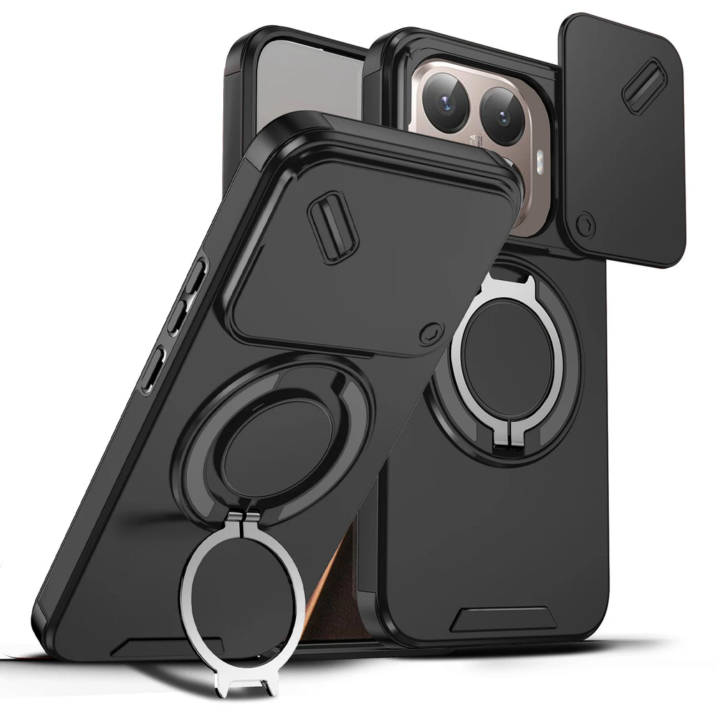 Magnetic Ring Stand Phone Case for Xiaomi 17 Pro Max 15T Pro Poco F8 Ultra Slide Camera Lens Protection Hard Plastic Back Cover