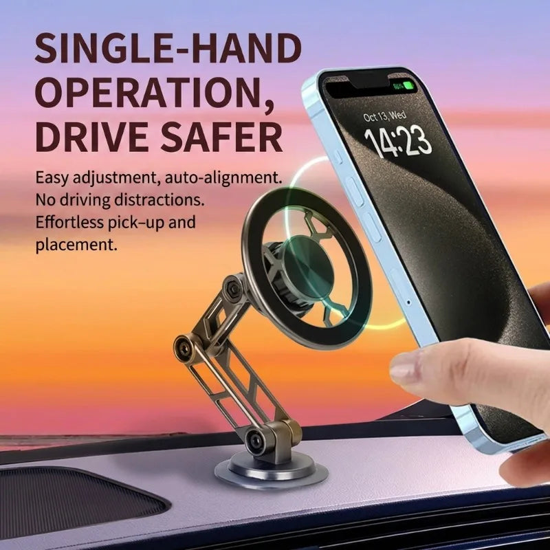 Car Mechanical Arm Phone Holder Universal Auto Interior Accessory Easy Install Safe Driving Gadget 360° Rotatable Magnetic Mount