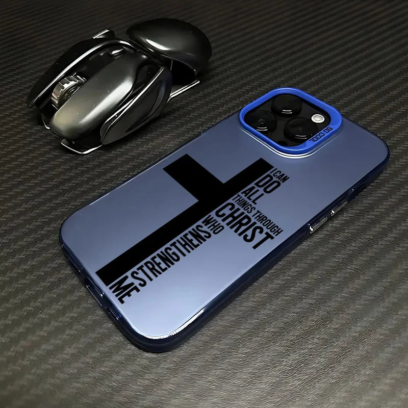 Fashion Black Cross Phone Case for IPhone 16e 16 15 14 13 12 11 Mini Pro Max X XR XSMAX 8 7 Plus Anti Fall Matte Back Cover