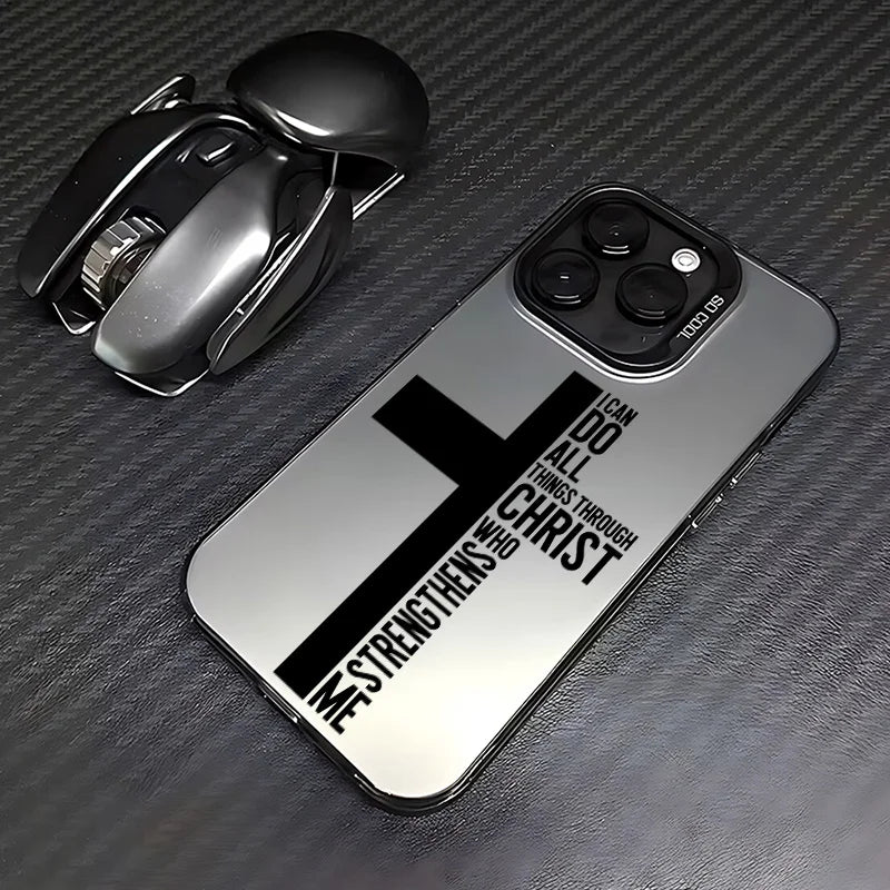 Fashion Black Cross Phone Case for IPhone 16e 16 15 14 13 12 11 Mini Pro Max X XR XSMAX 8 7 Plus Anti Fall Matte Back Cover