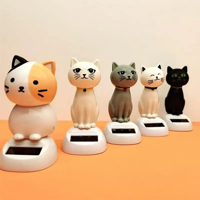 Car Decoration Solar Cartoon Cat Toy Dashboard Decorations Shaking Cat Car Ornaments Small Gadget Decor Car Interior Accessories