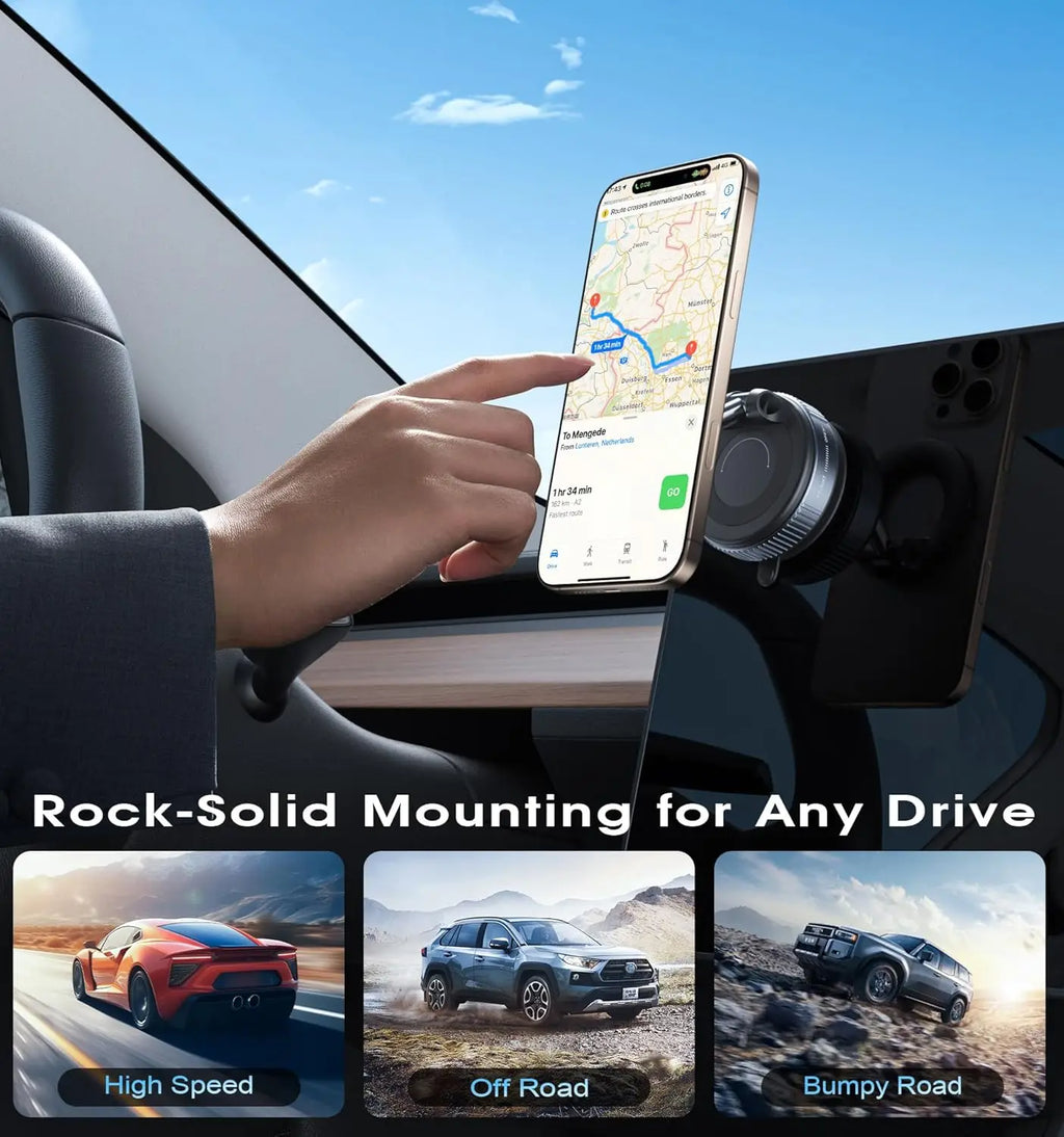 Yanace 15W MagSafe Car Charger Fast Wireless Charging 360° Rotation & Strong Suction Mount  iPhone Sleek Safe Driving Essential