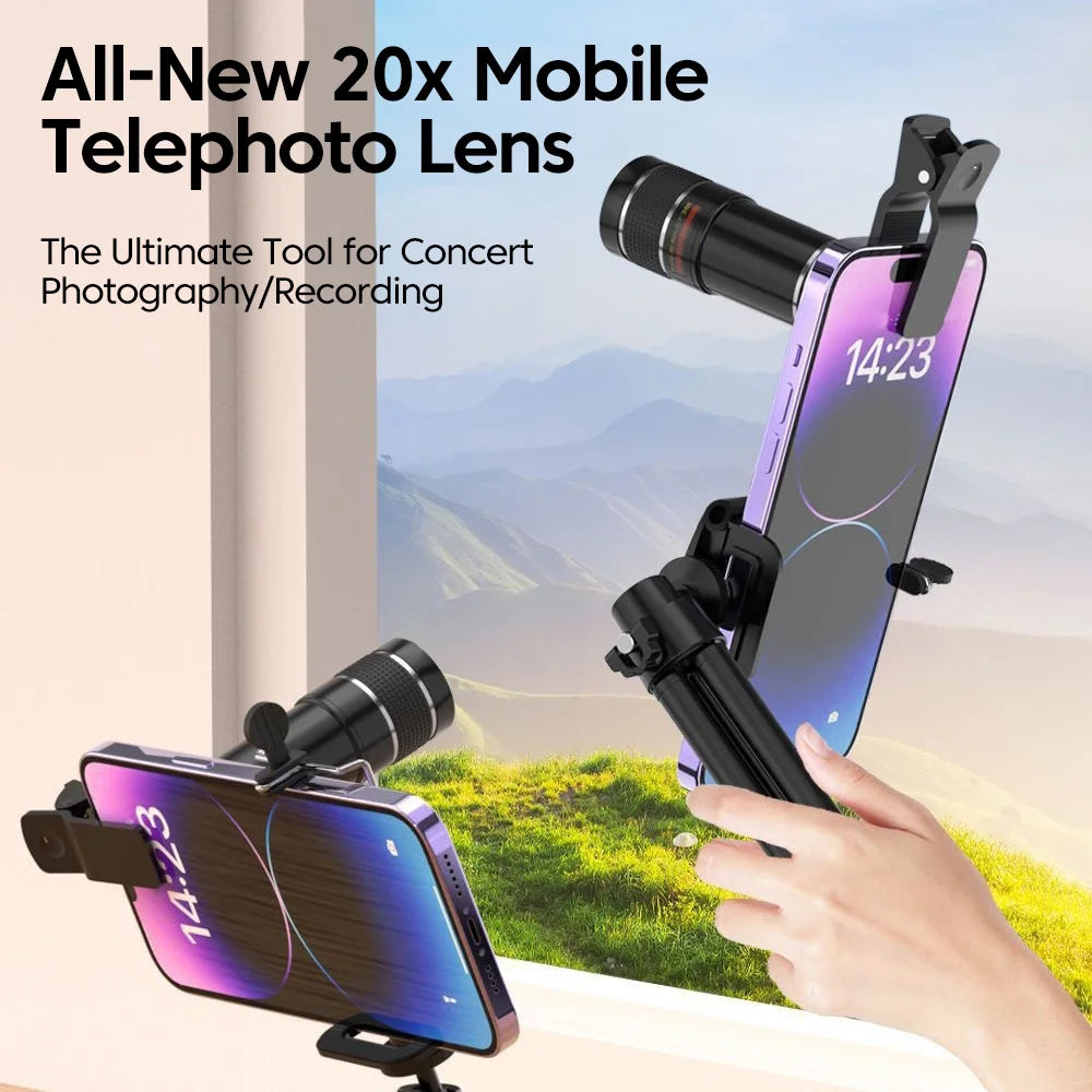 20x Clip-On Telephoto Zoom Lens for Phones