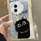 Cat Flower Case For Vivo V29 V40 Lite Y78 Y58 Y38 Y56 5G Fashion Black Colorful Lovely Cute Graphic Print PC Phone Cases Cover