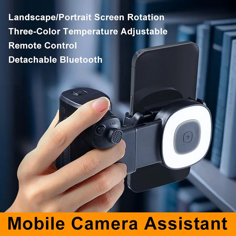 Selfie Camera Assistant: Phone Stand with Tri-Colour Light & Remote