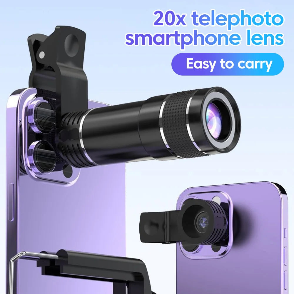 20x Clip-On Telephoto Zoom Lens for Phones