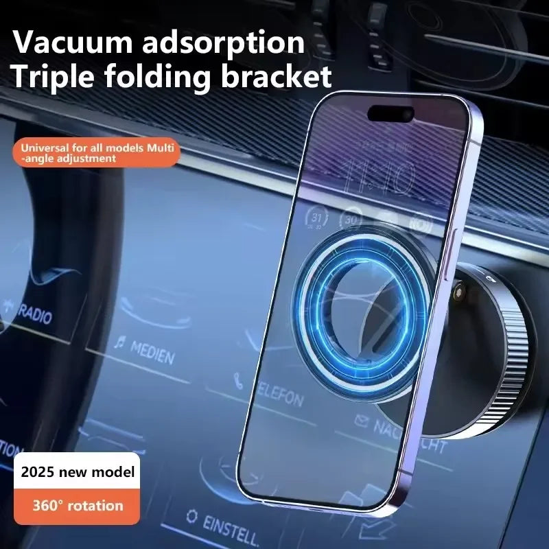 Vacuum Magnet Phone Bracket 360° Multi-angles Adjustment Strong Magnetic Suck Design Foldable Car Holder For Bath Car New