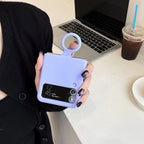 Colorful Liquid Silicone With Handheld Ring Case For Samsung Galaxy Z Flip 4 3 ZFlip4 ZFlip3 Matte Skin Feel Shockproof Cover