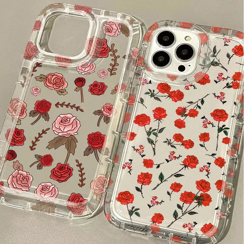 Full Screen Cherry Strawberry Case For iPhone 16 15 14 13 12 11 Pro Max XS X XR 8 7 Plus SE 2020 Shockproof Clear Protector Etui