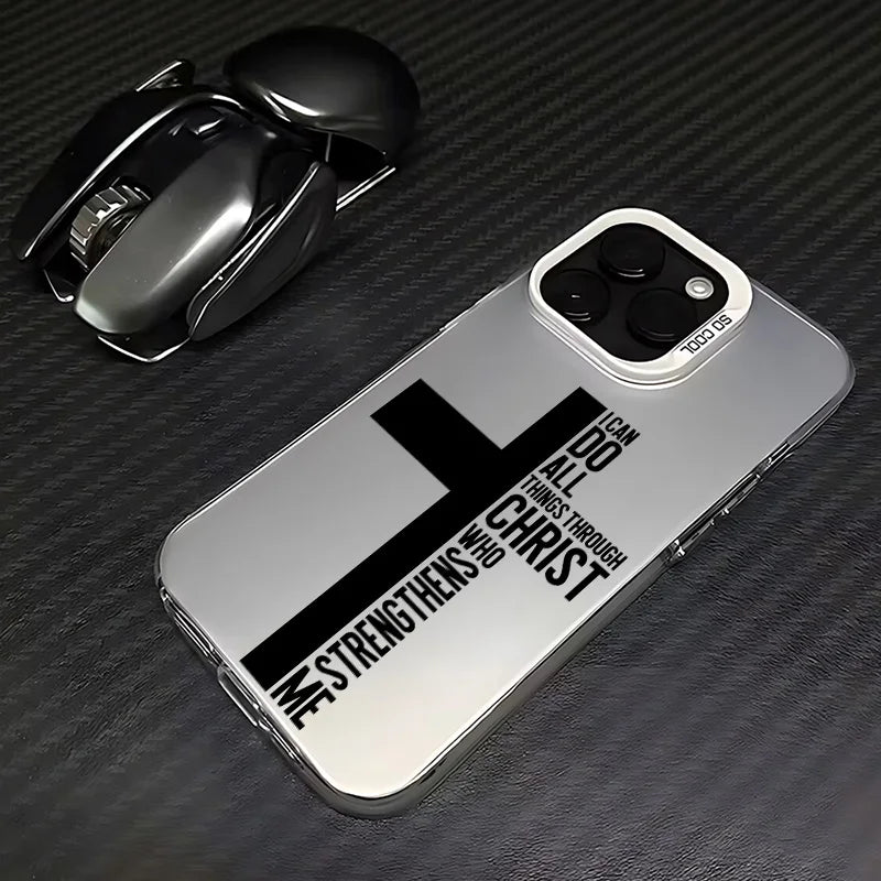 Fashion Black Cross Phone Case for IPhone 16e 16 15 14 13 12 11 Mini Pro Max X XR XSMAX 8 7 Plus Anti Fall Matte Back Cover
