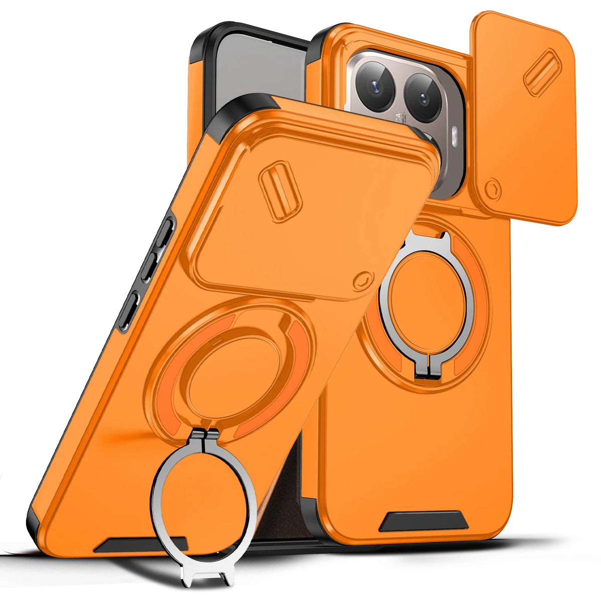 Magnetic Ring Stand Phone Case for Xiaomi 17 Pro Max 15T Pro Poco F8 Ultra Slide Camera Lens Protection Hard Plastic Back Cover