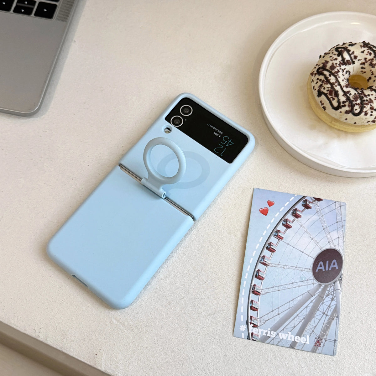 Colorful Liquid Silicone With Handheld Ring Case For Samsung Galaxy Z Flip 4 3 ZFlip4 ZFlip3 Matte Skin Feel Shockproof Cover
