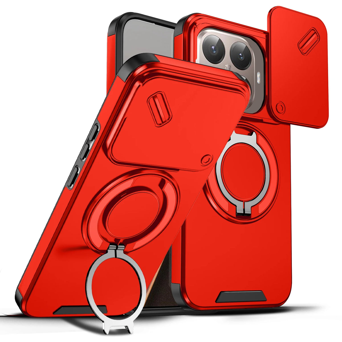 Magnetic Ring Stand Phone Case for Xiaomi 17 Pro Max 15T Pro Poco F8 Ultra Slide Camera Lens Protection Hard Plastic Back Cover