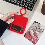 Colorful Liquid Silicone With Handheld Ring Case For Samsung Galaxy Z Flip 4 3 ZFlip4 ZFlip3 Matte Skin Feel Shockproof Cover