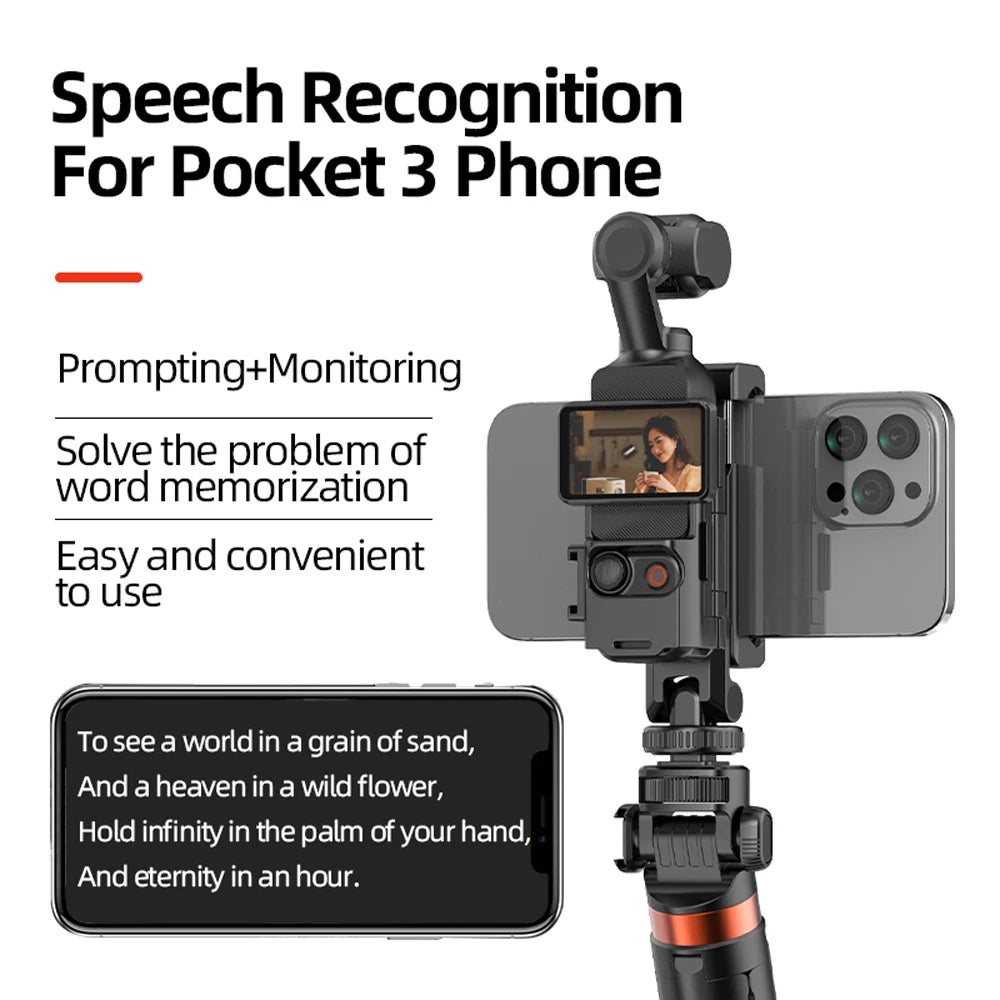 Phone Holder & Teleprompter for DJI Osmo Pocket 3 / 4