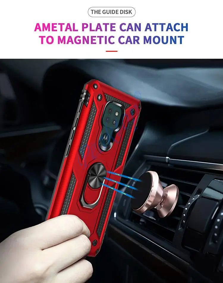 Armor Shockproof Case for Motorola Moto G9 Play G9play G 9 Play Military Drop Protective Magnet Car Holder Ring Case Cover